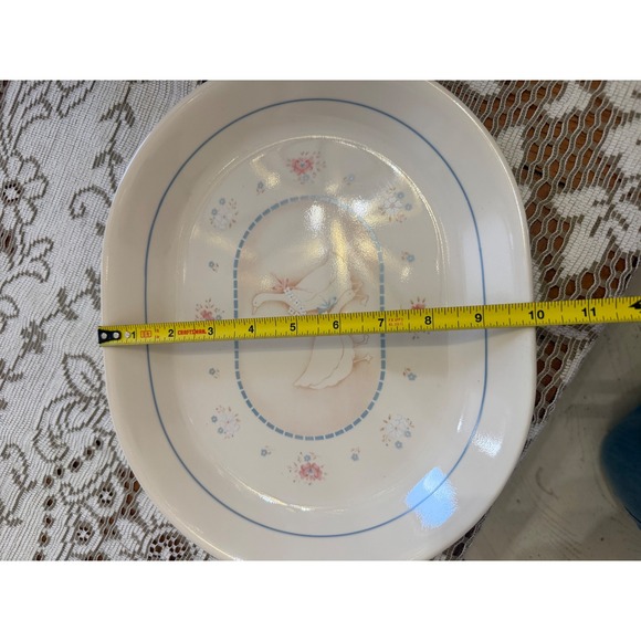 Corelle Corning Country Cornflower Goose Platter and Dinner Plates Set of 3 - Picture 5 of 9